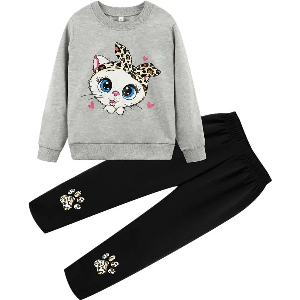 Little Girls Unicorn Outfits 2 Piece Kids Ruffle Sleeve Sweatshirt + Leggings Fa